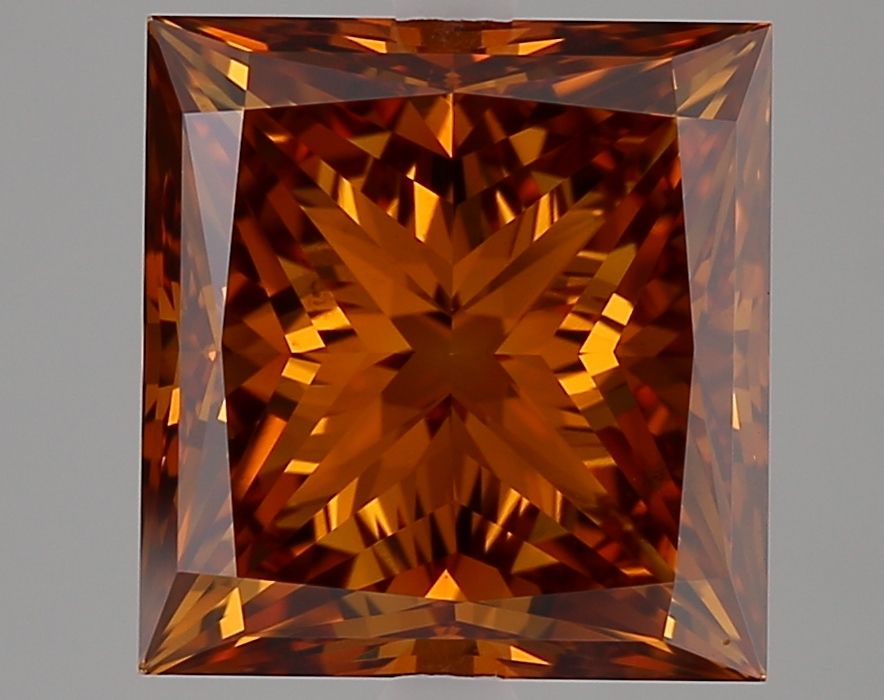 Lab-Grown Princess Diamond - 5.01 Carats, Fancy Vivid Orange Yellow Color, VS2 Clarity - Certified by IGI - Report Number: LG678501411