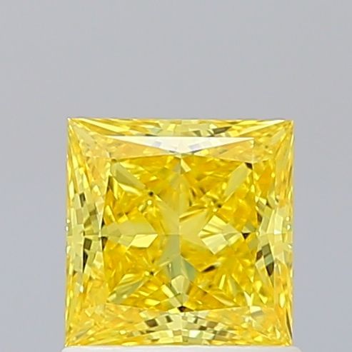 Lab-Grown Princess Diamond - 1.0 Carats, Fancy Vivid Yellow Color, VS2 Clarity - Certified by IGI - Report Number: LG659461942