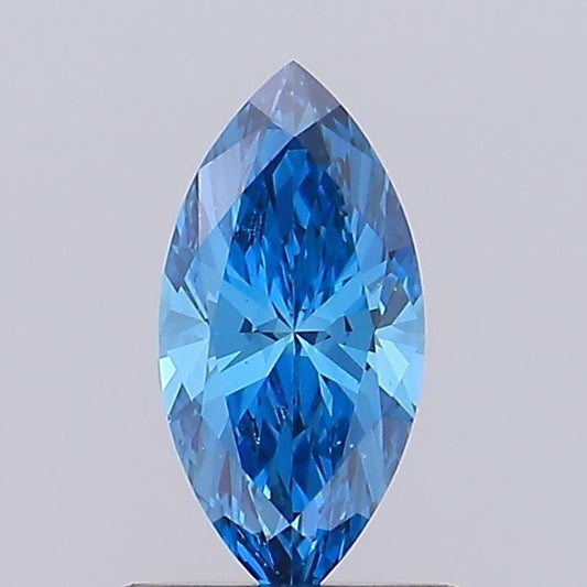 Lab-Grown Marquise Diamond - 0.68 Carats, Fancy Vivid Blue Color, VS1 Clarity - Certified by IGI - Report Number: LG684512184