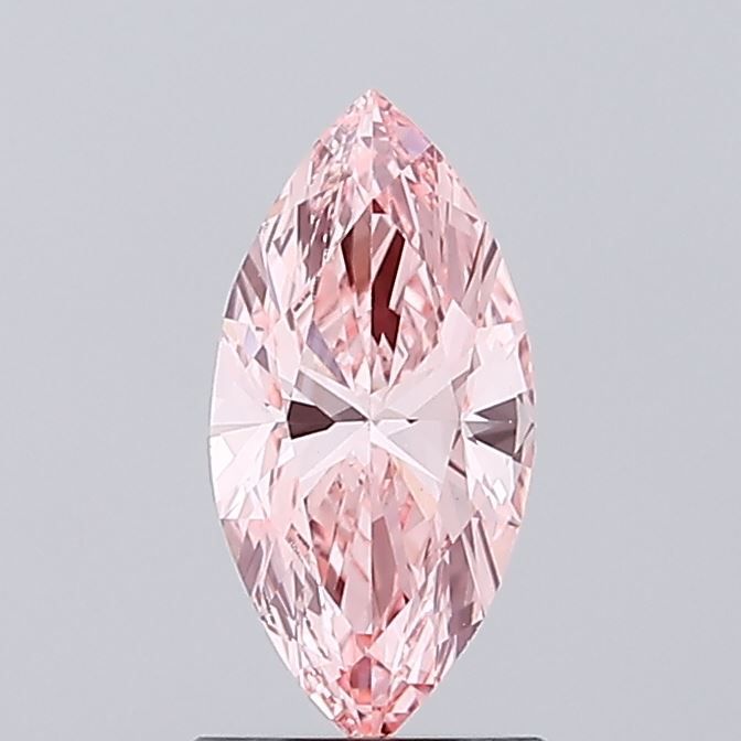Lab-Grown Marquise Diamond - 0.9 Carats, Fancy Vivid Pink Color, VS1 Clarity - Certified by IGI - Report Number: LG684512131