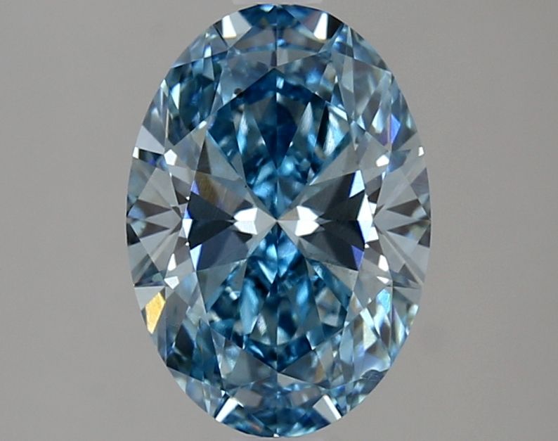 Lab-Grown Oval Diamond - 2.01 Carats, Fancy Vivid Blue Color, VS2 Clarity - Certified by IGI - Report Number: LG636422602