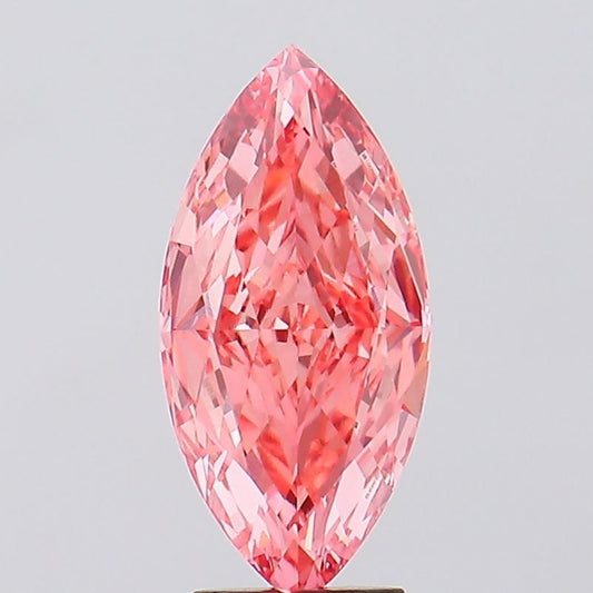 Lab-Grown Marquise Diamond - 4.05 Carats, Fancy Vivid Pink Color, VS1 Clarity - Certified by IGI - Report Number: LG629494182