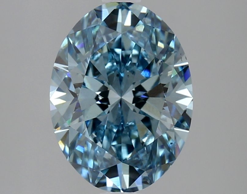 Lab-Grown Oval Diamond - 2.45 Carats, Fancy Vivid Blue Color, VS2 Clarity - Certified by IGI - Report Number: LG634441449