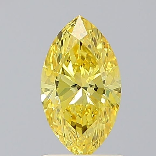Lab-Grown Marquise Diamond - 1.01 Carats, Fancy Vivid Yellow Color, VS1 Clarity - Certified by IGI - Report Number: LG668406193