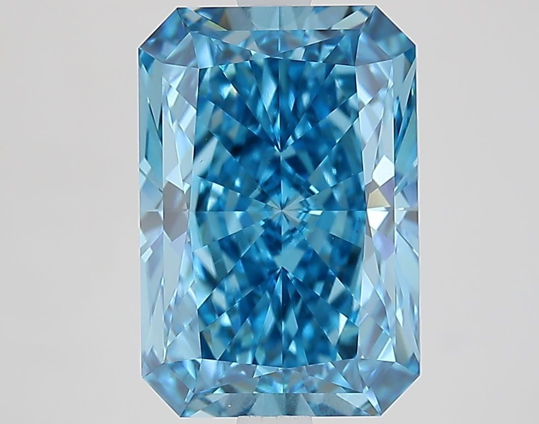 Lab-Grown Radiant Diamond - 4.78 Carats, Fancy Vivid Blue Color, VS1 Clarity - Certified by IGI - Report Number: LG656496780