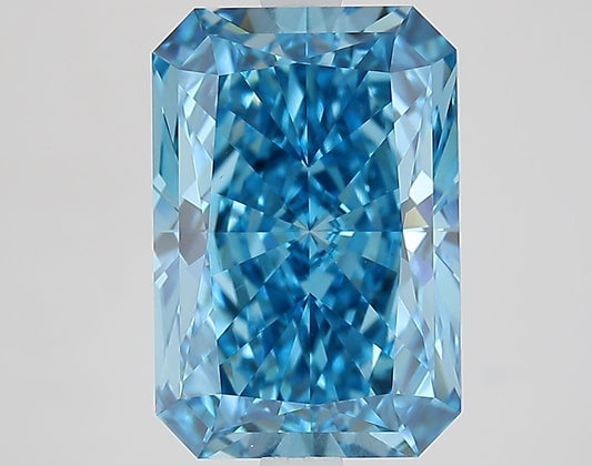 Lab-Grown Radiant Diamond - 4.78 Carats, Fancy Vivid Blue Color, VS1 Clarity - Certified by IGI - Report Number: LG656496780