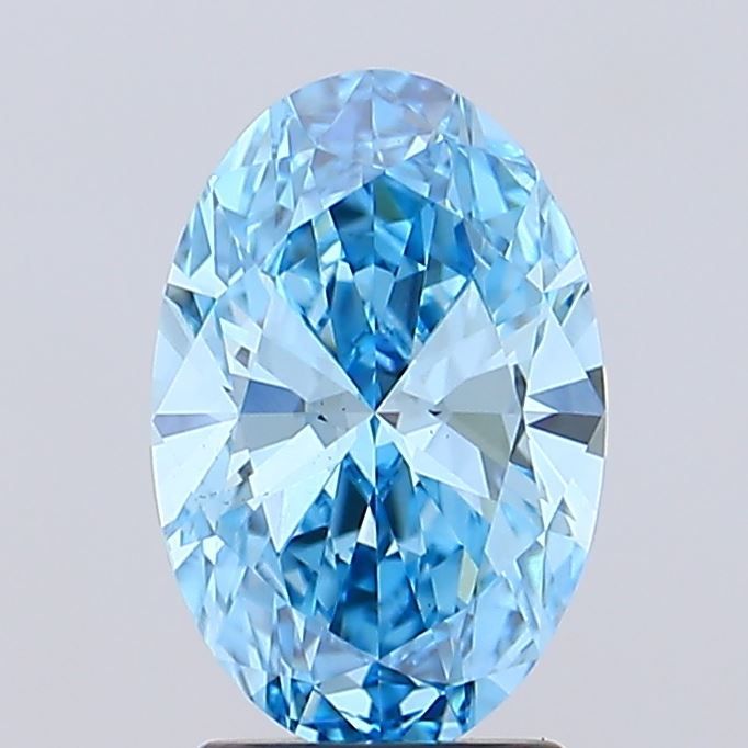 Lab-Grown Oval Diamond - 2.0 Carats, Fancy Vivid Blue Color, VS1 Clarity - Certified by IGI - Report Number: LG689506794