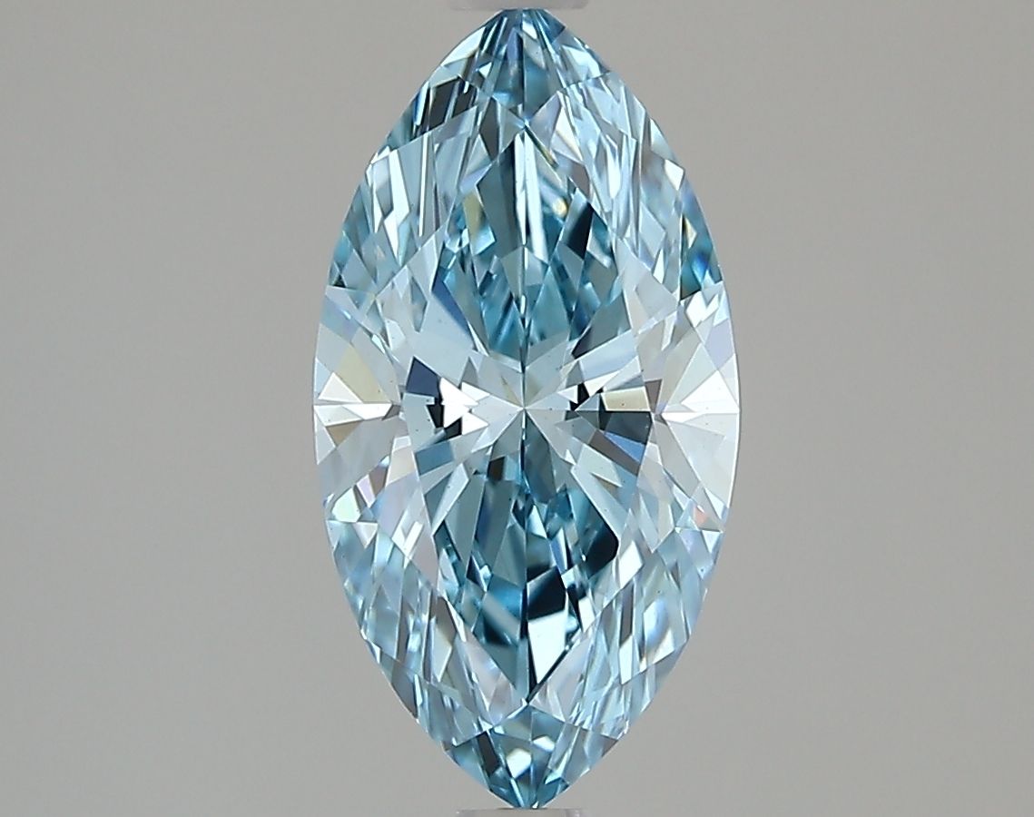 Lab-Grown Marquise Diamond - 1.55 Carats, Fancy Vivid Blue Color, VS1 Clarity - Certified by IGI - Report Number: LG639447687