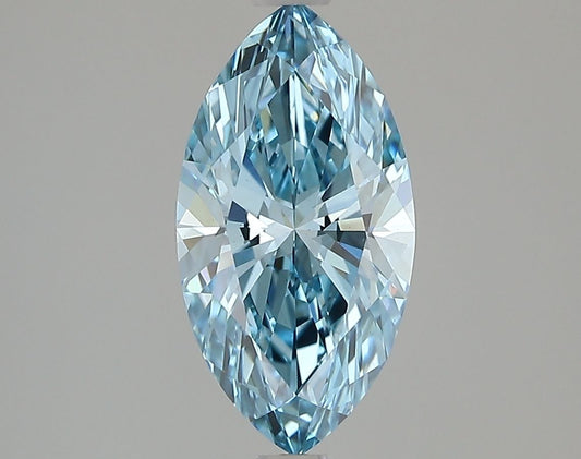 Lab-Grown Marquise Diamond - 1.55 Carats, Fancy Vivid Blue Color, VS1 Clarity - Certified by IGI - Report Number: LG639447687