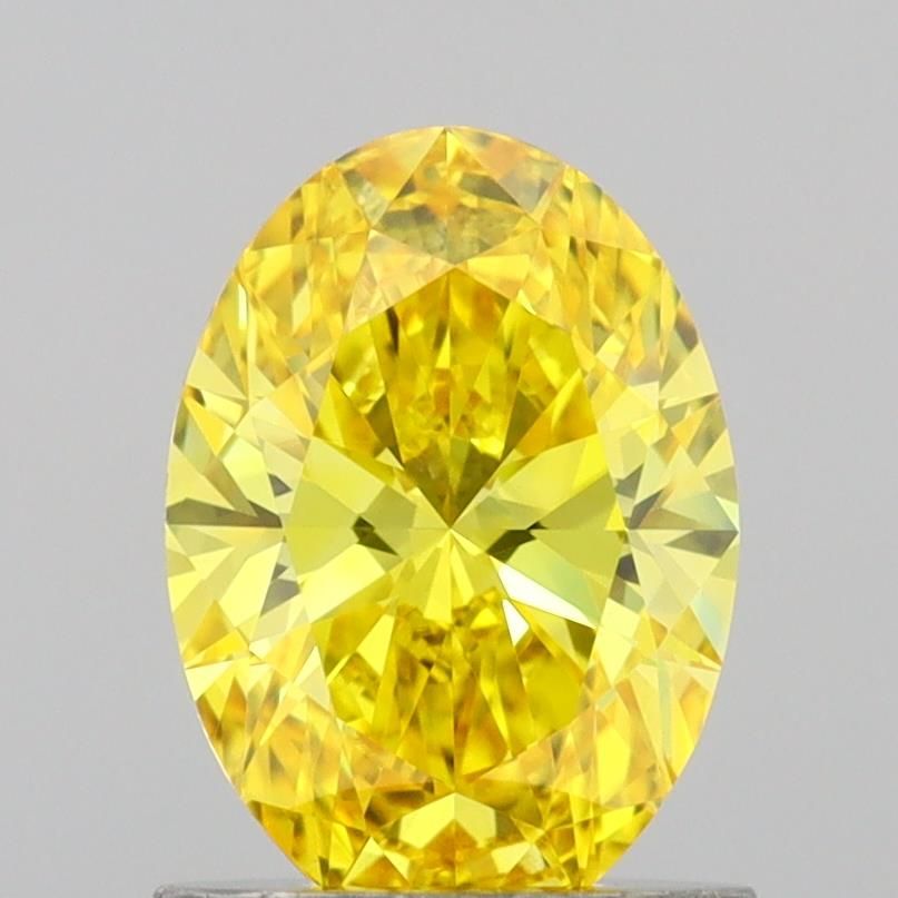 Lab-Grown Oval Diamond - 1.02 Carats, Fancy Vivid Yellow Color, VS1 Clarity - Certified by IGI - Report Number: LG691540003