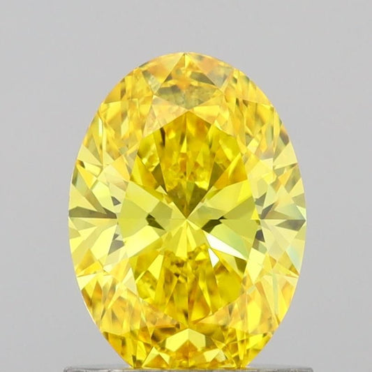 Lab-Grown Oval Diamond - 1.02 Carats, Fancy Vivid Yellow Color, VS1 Clarity - Certified by IGI - Report Number: LG691540003