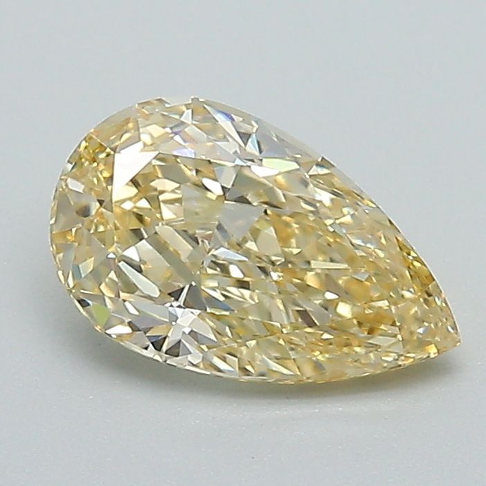 Lab-Grown Pear Diamond - 1.04 Carats, Fancy Yellow Color, VVS2 Clarity - Certified by IGI - Report Number: LG642432266