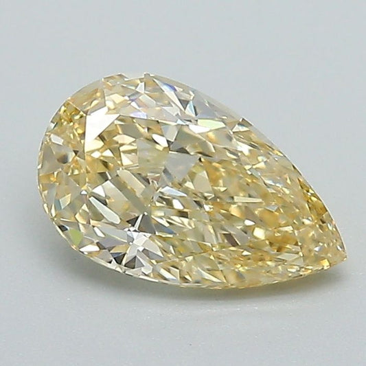 Lab-Grown Pear Diamond - 1.04 Carats, Fancy Yellow Color, VVS2 Clarity - Certified by IGI - Report Number: LG642432266