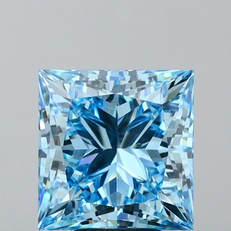 Lab-Grown Princess Diamond - 6.03 Carats, Fancy Vivid Blue Color, VS1 Clarity - Certified by IGI - Report Number: LG607326401