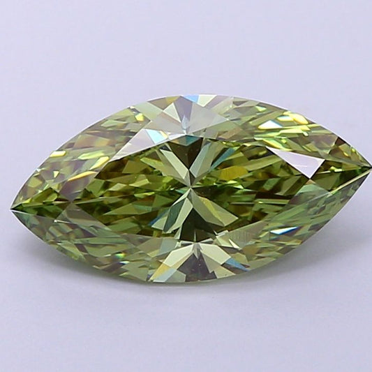Lab-Grown Marquise Diamond - 2.22 Carats, Fancy Vivid Green Color, VVS2 Clarity - Certified by IGI - Report Number: LG655436796