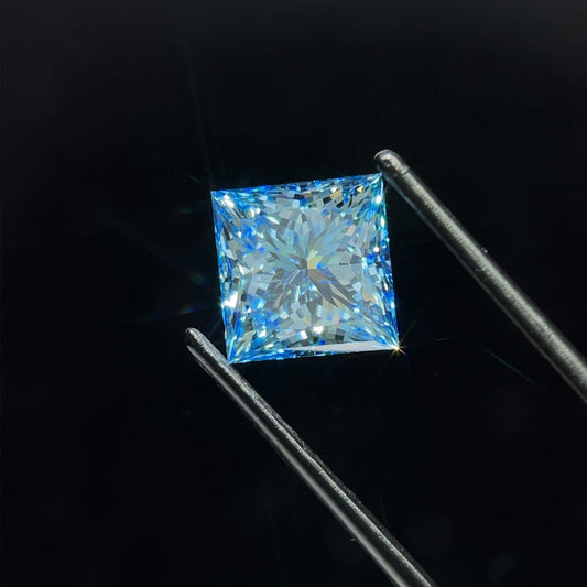 Lab-Grown Princess Diamond - 4.04 Carats, Fancy Vivid Blue Color, VS2 Clarity - Certified by IGI - Report Number: LG616431333