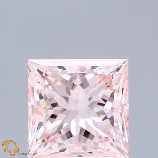 Lab-Grown Princess Diamond - 1.01 Carats, Fancy Intense Pink Color, VS2 Clarity - Certified by IGI - Report Number: LG671437419