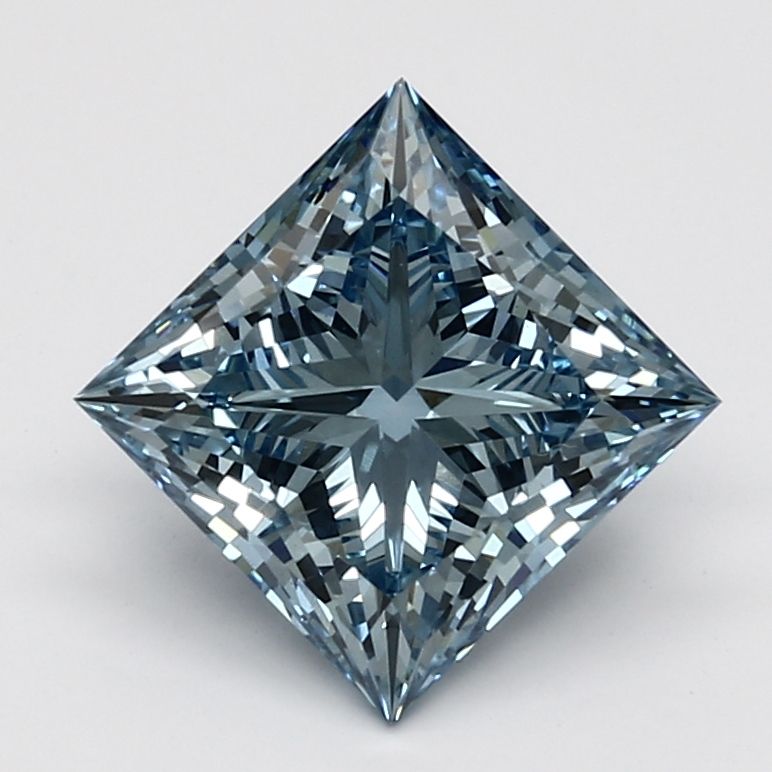 Lab-Grown Princess Diamond - 3.09 Carats, Fancy Vivid Blue Color, VS1 Clarity - Certified by IGI - Report Number: LG613381764