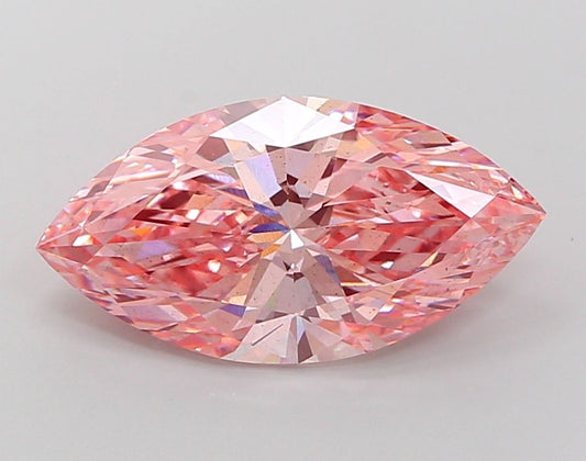 Lab-Grown Marquise Diamond - 5.02 Carats, Fancy Vivid Pink Color, VS2 Clarity - Certified by IGI - Report Number: LG675531133