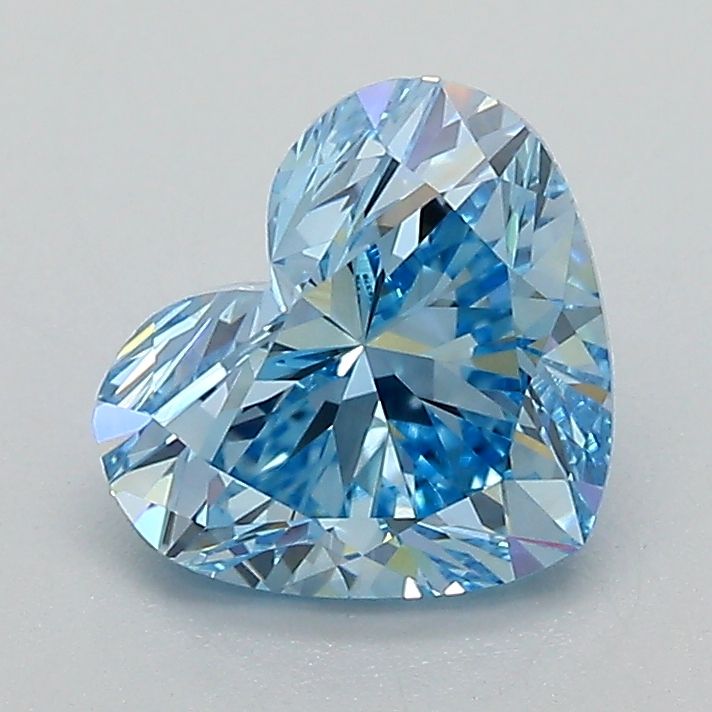 Lab-Grown Heart Diamond - 1.49 Carats, Fancy Vivid Blue Color, VVS2 Clarity - Certified by IGI - Report Number: LG651494376