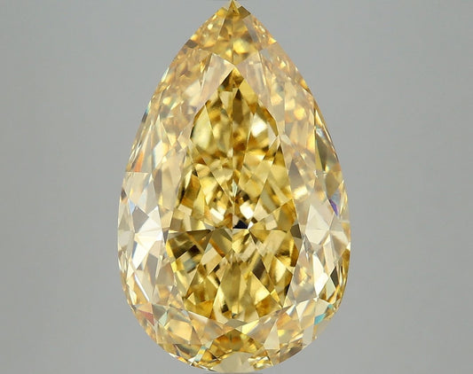 Lab-Grown Pear Diamond - 7.06 Carats, Fancy Vivid Yellow Color, VS2 Clarity - Certified by IGI - Report Number: LG668468318