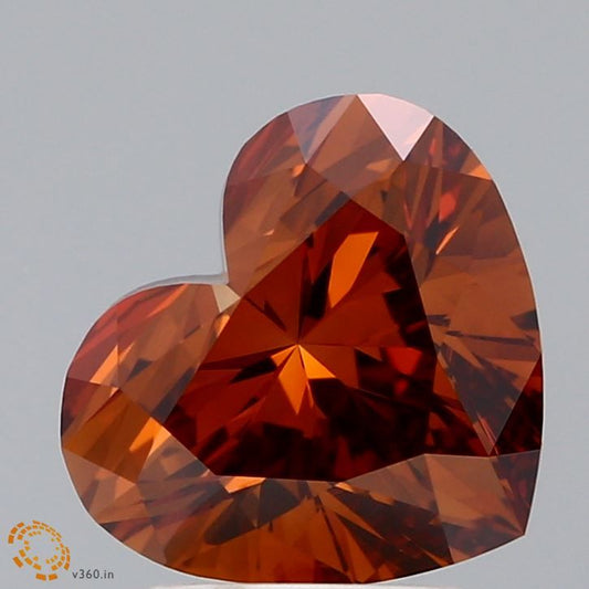 Lab-Grown Heart Diamond - 3.0 Carats, Fancy Vivid Orange Color, VVS2 Clarity - Certified by IGI - Report Number: LG622480277