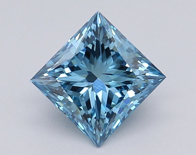 Lab-Grown Princess Diamond - 1.04 Carats, Fancy Vivid Blue Color, VS1 Clarity - Certified by IGI - Report Number: LG616403387