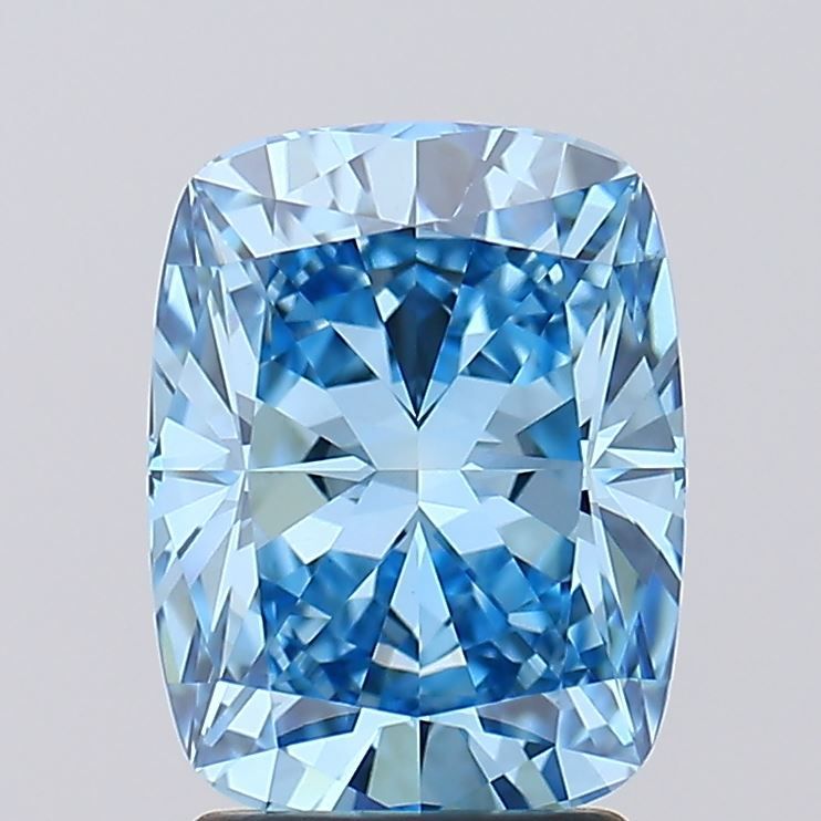 Lab-Grown Cushion Diamond - 2.59 Carats, Fancy Vivid Blue Color, VVS2 Clarity - Certified by IGI - Report Number: LG603357402