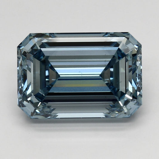 Lab-Grown Emerald Diamond - 7.19 Carats, Fancy Intense Blue Color, VS2 Clarity - Certified by IGI - Report Number: LG618490784