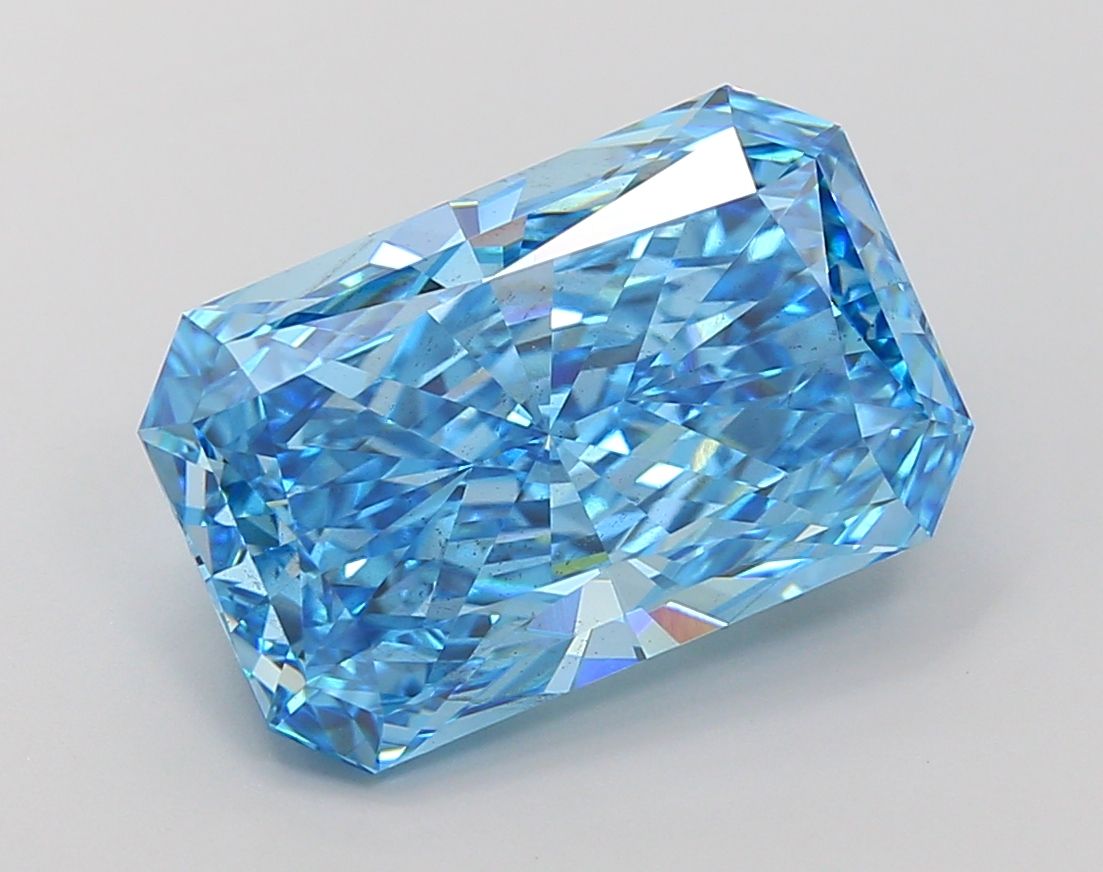 Lab-Grown Radiant Diamond - 7.09 Carats, Fancy Vivid Blue Color, VS2 Clarity - Certified by IGI - Report Number: LG660443995