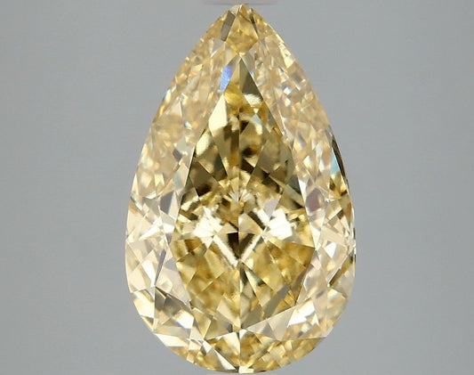 Lab-Grown Pear Diamond - 4.0 Carats, Fancy Intense Yellow Color, VS1 Clarity - Certified by IGI - Report Number: LG660418735