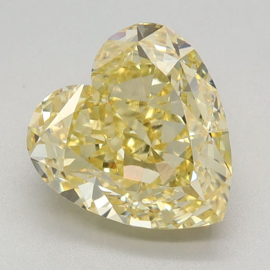 Lab-Grown Heart Diamond - 2.95 Carats, Fancy Intense Yellow Color, VVS2 Clarity - Certified by IGI - Report Number: LG638436273