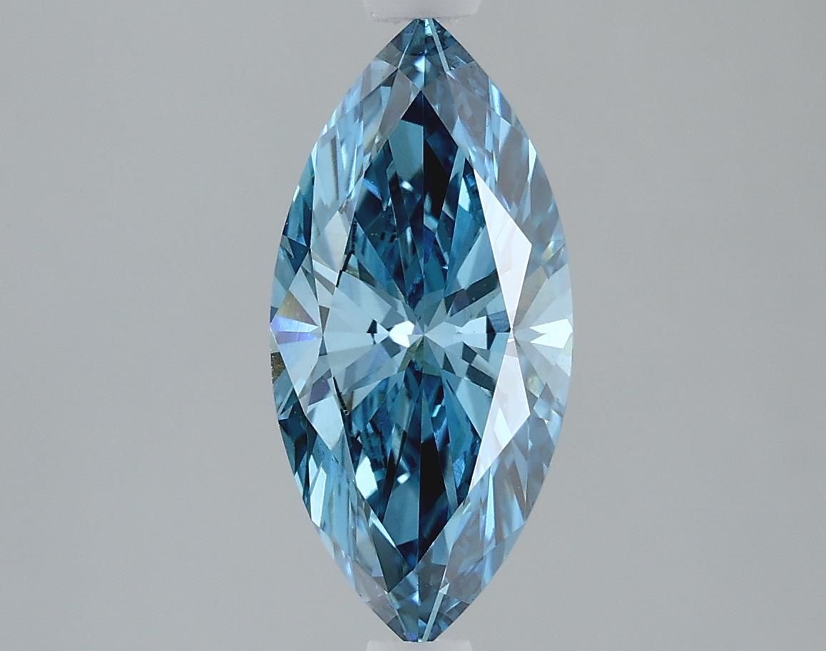 Lab-Grown Marquise Diamond - 1.67 Carats, Fancy Vivid Blue Color, VS1 Clarity - Certified by IGI - Report Number: LG614395601