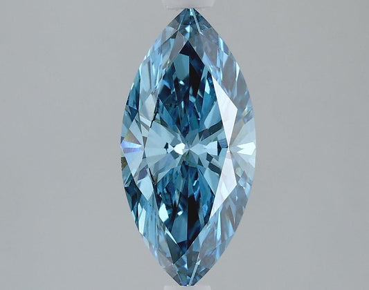 Lab-Grown Marquise Diamond - 1.67 Carats, Fancy Vivid Blue Color, VS1 Clarity - Certified by IGI - Report Number: LG614395601