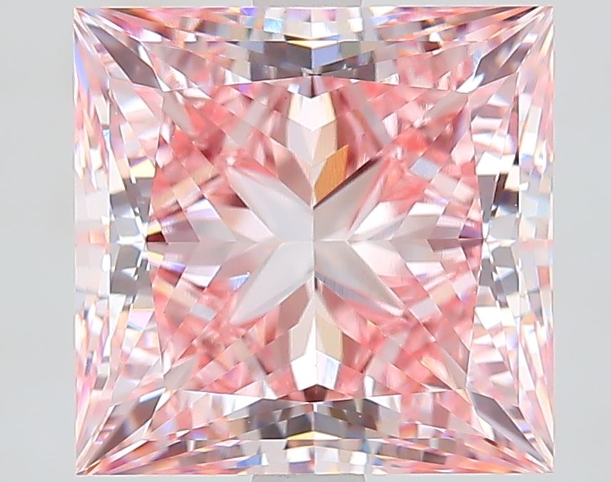 Lab-Grown Princess Diamond - 5.01 Carats, Fancy Intense Pink Color, VS1 Clarity - Certified by IGI - Report Number: 628485850