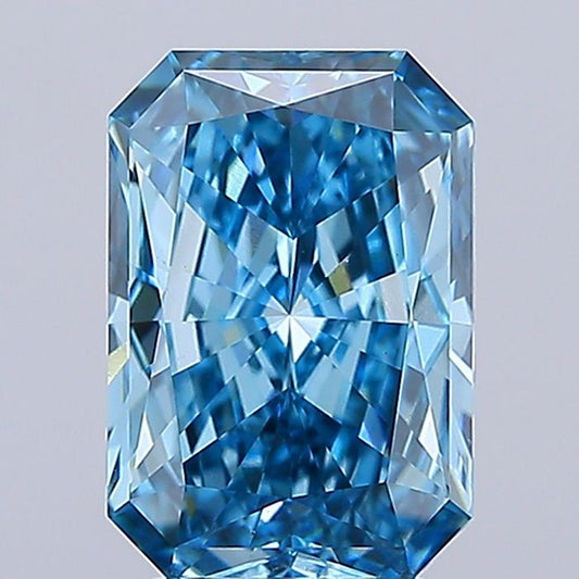 Lab-Grown Radiant Diamond - 4.01 Carats, Fancy Vivid Blue Color, VS1 Clarity - Certified by IGI - Report Number: LG683552261
