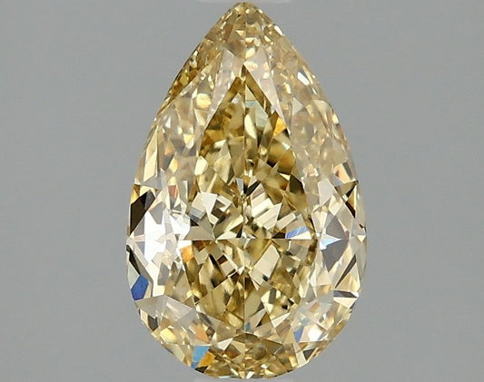 Lab-Grown Pear Diamond - 1.53 Carats, Fancy Intense Yellow Color, VVS2 Clarity - Certified by IGI - Report Number: LG677567732
