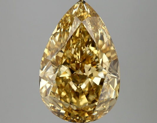 Lab-Grown Pear Diamond - 4.94 Carats, Fancy Vivid Gray Yellow Color, VS2 Clarity - Certified by IGI - Report Number: LG647494601
