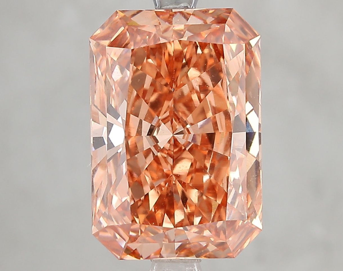 Lab-Grown Radiant Diamond - 5.08 Carats, Fancy Vivid Brown Orange Color, VVS2 Clarity - Certified by IGI - Report Number: LG666432421