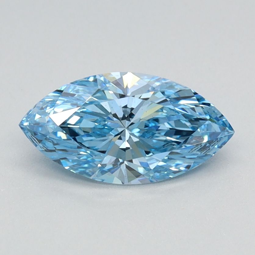 Lab-Grown Marquise Diamond - 0.71 Carats, Fancy Vivid Blue Color, VS2 Clarity - Certified by IGI - Report Number: LG626424726