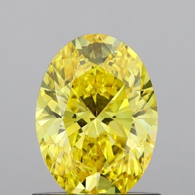Lab-Grown Oval Diamond - 1.03 Carats, Fancy Vivid Yellow Color, VVS2 Clarity - Certified by IGI - Report Number: LG691539985