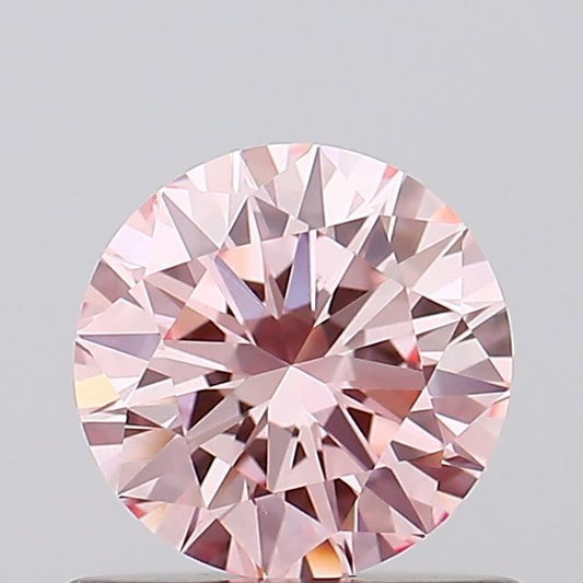 Lab-Grown Round Diamond - 0.66 Carats, Fancy Vivid Pink Color, VS1 Clarity - Certified by IGI - Report Number: LG689580153