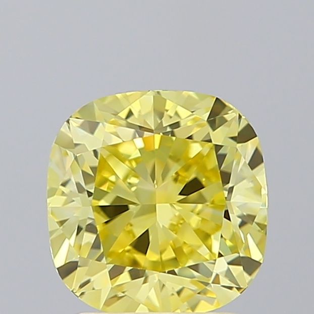 Lab-Grown Cushion Diamond - 2.02 Carats, Fancy Vivid Yellow Color, VVS2 Clarity - Certified by IGI - Report Number: LG605376318