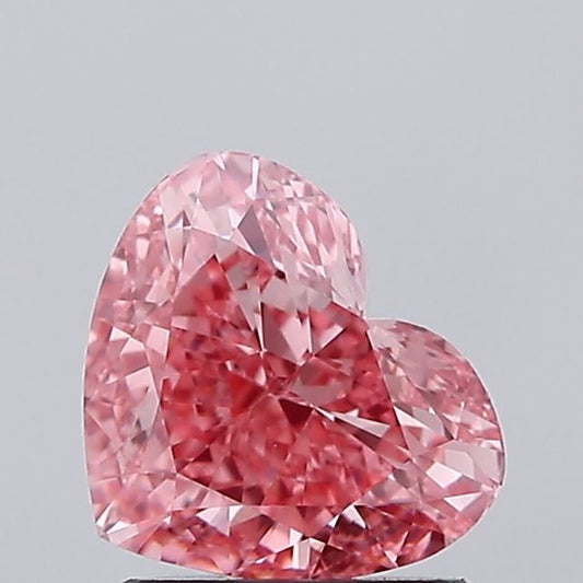 Lab-Grown Heart Diamond - 1.5 Carats, Fancy Vivid Pink Color, VVS2 Clarity - Certified by IGI - Report Number: LG681551076