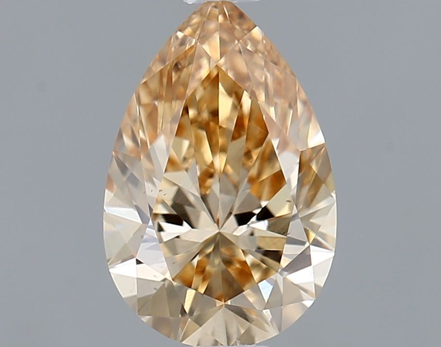 Lab-Grown Pear Diamond - 0.55 Carats, Fancy Yellow Color, VS2 Clarity - Certified by IGI - Report Number: LG637438858