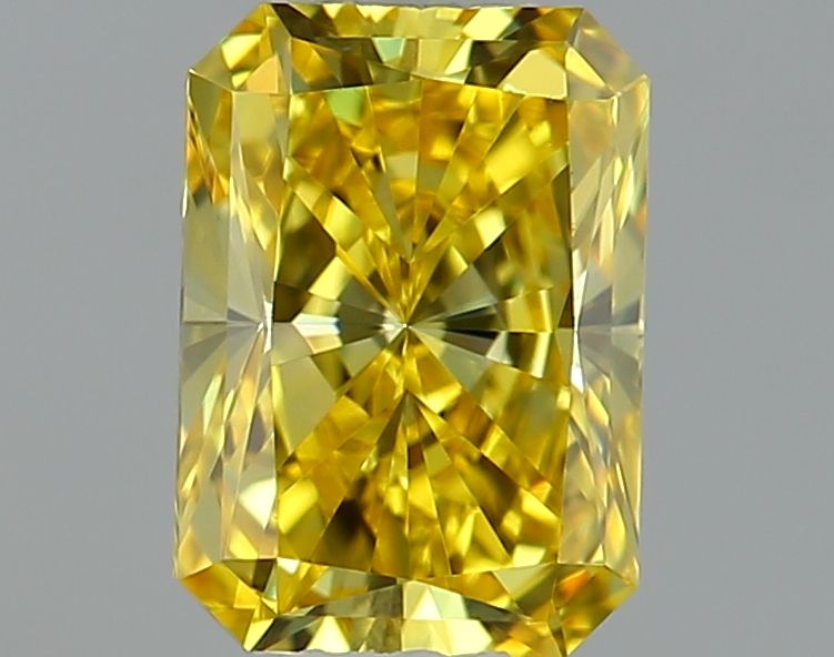 Lab-Grown Radiant Diamond - 0.5 Carats, Fancy Vivid Yellow Color, VVS2 Clarity - Certified by IGI - Report Number: LG635427868