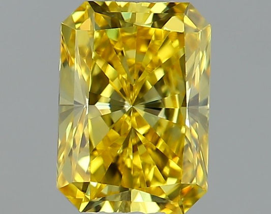 Lab-Grown Radiant Diamond - 0.5 Carats, Fancy Vivid Yellow Color, VVS2 Clarity - Certified by IGI - Report Number: LG635427868