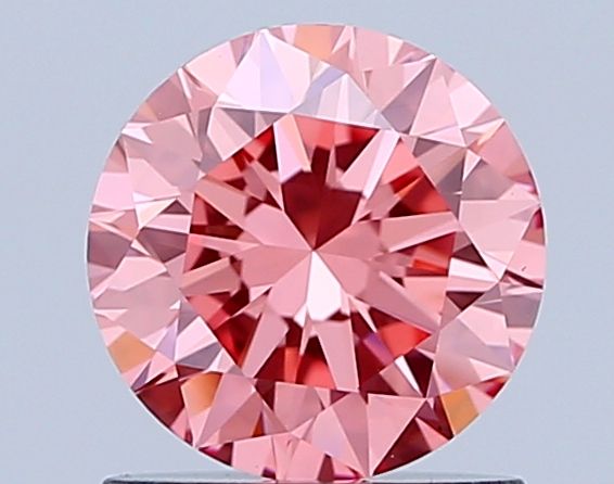 Lab-Grown Round Diamond - 1.0 Carats, Fancy Vivid Pink Color, VVS2 Clarity - Certified by IGI - Report Number: LG647424608
