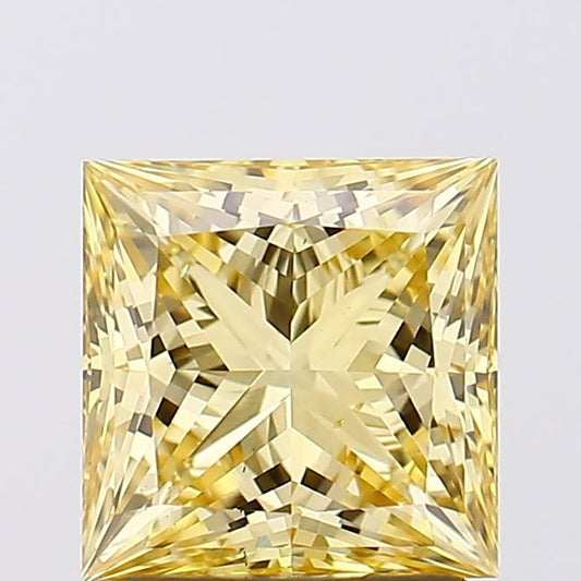 Lab-Grown Princess Diamond - 1.52 Carats, Fancy Intense Yellow Color, VS1 Clarity - Certified by IGI - Report Number: LG670477097