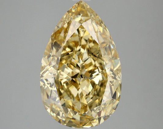 Lab-Grown Pear Diamond - 5.04 Carats, Fancy Vivid Yellow Color, VS2 Clarity - Certified by IGI - Report Number: LG665427504